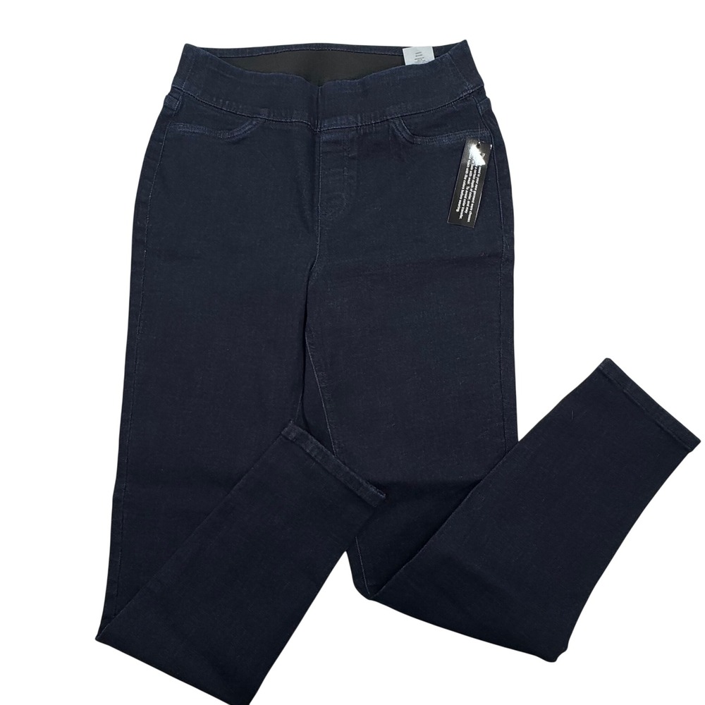 Denim & Co Indigo Pull On Skinny Jeans Dark Wash Stretch A386231 Womens Size 4